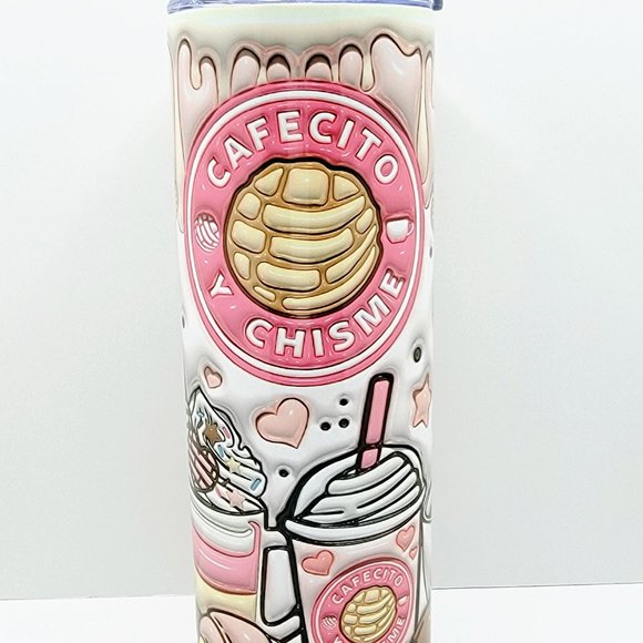 Cafecito y Chisme Tumbler, 20oz Insulated Spanish Cup - Picture 7 of 8